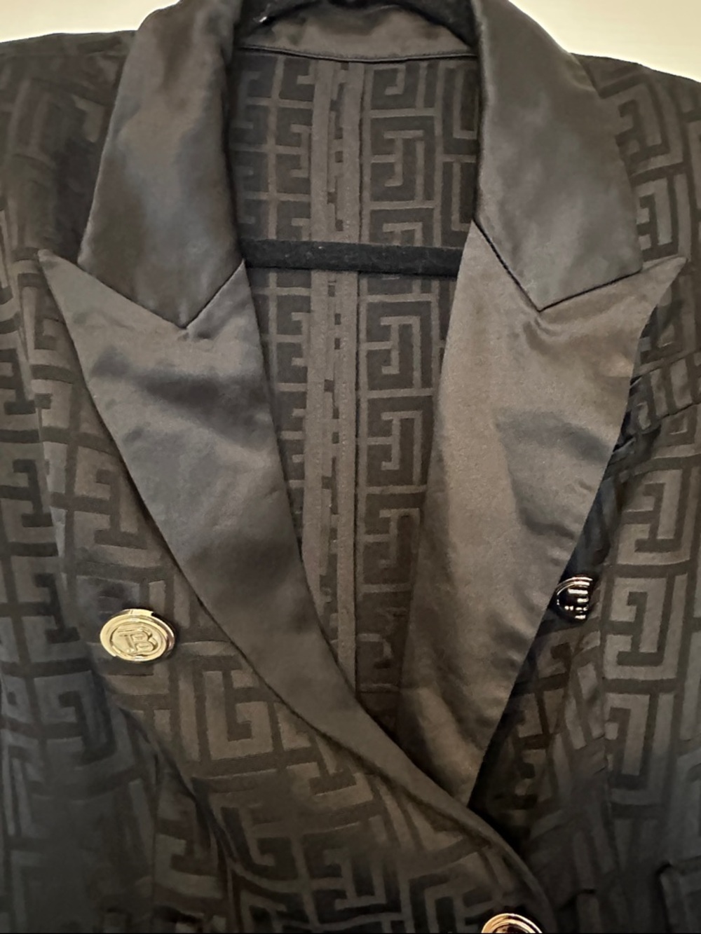 Balmain Black Jacquard Double-Breasted Blazer dress with Gold Buttons - Picture 6 of 7